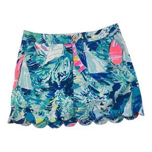 Lilly Pulitzer Colette Skort Holy Grail Hey Bay Bay Sailboat Blue Print Size 0